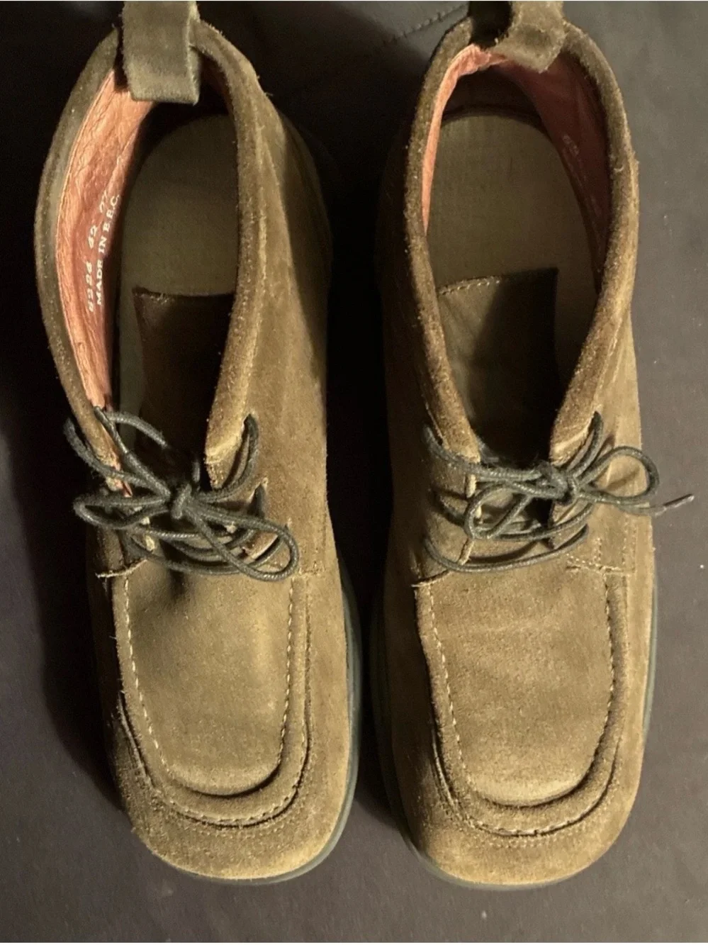 VTG 90s Shellys London Suede Boots Square Toe Made in EEC Chunky Grunge Chukka
